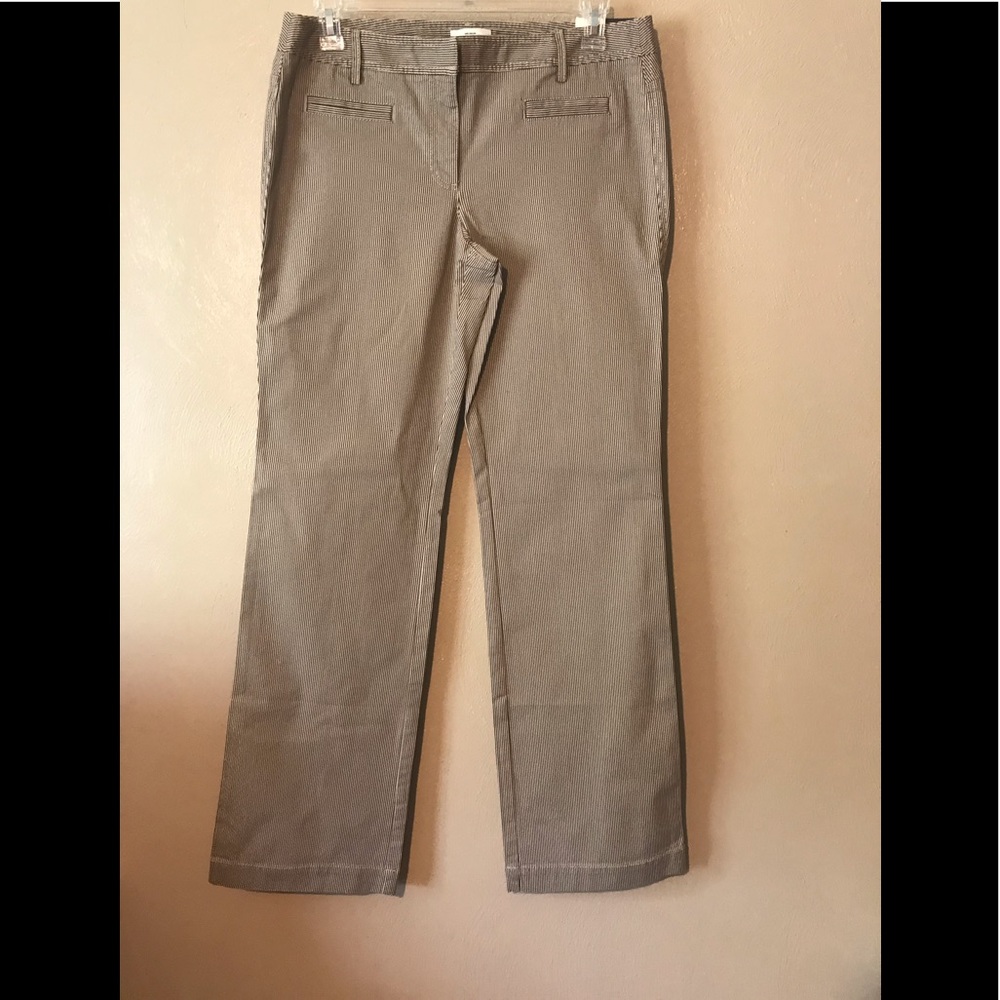 Ann Taylor Loft Marisa brown pinstriped pants 10L